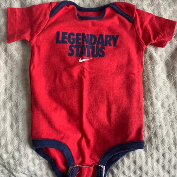 Red Nike onesie 6-9 months Legendary Status - Picture 1 of 2